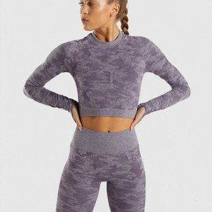 Gymshark Camo Seamless Long Sleeve Crop Top NWT